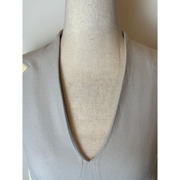 Helmut Lang Dress‎ Women 10 Gray Cream Blistered Leather Panel Sheath Mini - Picture 9 of 13